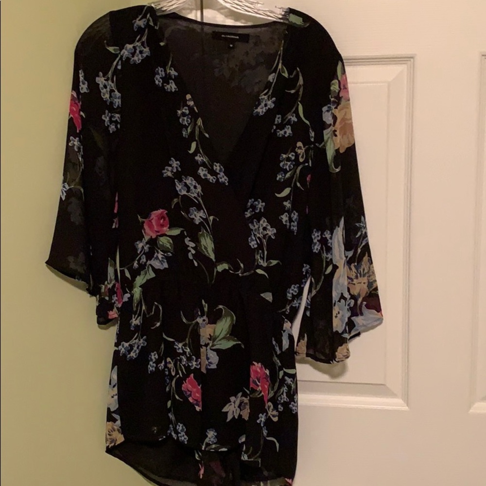 floral long sleeve romper